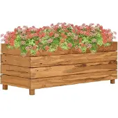 vidaXL Lit surélevé 100x40x38 cm teck vieux bois et acier