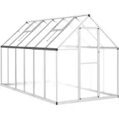 vidaXL Serre avec cadre de fondation argent 334x169x195cm Aluminimum