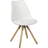 Beliani Lot de 2 chaises en plastique blanc avec pieds en bois et assise en éco-cuir pour salle à manger de style scandinave
