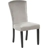 Beliani Lot de 2 chaises en velours gris à clous argentés avec dossier haut pour salle à manger, style rétro