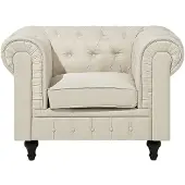 Beliani Fauteuil Chesterfield Tissu Beige