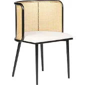 Beliani Lot de 2 chaises de salle à manger structure en métal noir assise tapissée beige avec tissage viennois style rétro