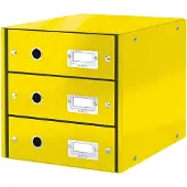 Leitz Module de classement - - Click&amp;Store Wow - 3 tiroirs - Jaune - Design moderne