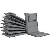 Beliani Jeu de 8 coussins de chaise de jardin Graphite Maui