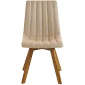 Beliani Lot de 2 chaises de salle à manger tissu polyester beige sable pieds en bois foncé coutures verticales style rétro