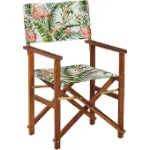 Beliani Lot de 2 chaises de jardin et 2 tissus de remplacement Bois d'acacia foncé avec motif gris / flamant rose Cine Lumarko !