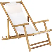 Beliani Set de balcon en bois de bambou marron clair Tissu blanc crème ATRANI / MOLISE