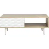 Beliani Table basse marron avec aspect bois blanc, table 1 tiroir, espace de rangement supplémentaire, rectangulaire, moderne