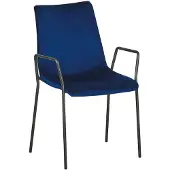 Beliani Lot de 2 chaises de salle à manger en velours bleu foncé avec accoudoirs pour salle à manger, bureau, salle de conférence