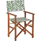 Beliani Lot de 2 chaises de jardin et 2 tissus de remplacement Bois d'acacia foncé avec motif feuilles de cinéma / gris Lumarko !
