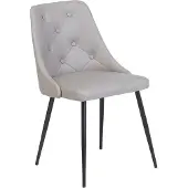 Beliani Lot de 2 fauteuils en gris clair avec dossier matelassé et pieds en métal noir pour salle à manger, style glamour moderne