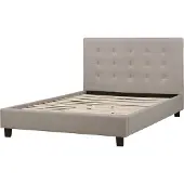 Beliani Lit rembourré Gris clair 140 x 200 cm Avec sommier à lattes Motif matelassé Ornementation de boutons Classique