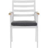 Beliani Lot de 4 chaises de jardin en aluminium blanc avec assise gris foncé rembourrée, mobilier d'extérieur pour le jardin