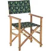 Beliani Lot de 2 chaises de jardin en bois d'acacia clair assise en tissu avec motif olive chaises de jardin pliantes