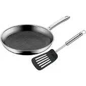 WMF Poêle en acier inoxydable Profi Resist, avec spatule, diamètre 28 cm, référence 122147