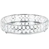 Beliani Plateau décoratif verre / fer effet miroir ø 25 cm argent VATAN
