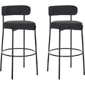 Beliani Lot de 2 chaises de bar noir acier bouclé pieds noirs sans accoudoirs style moderne mobilier de salle à manger