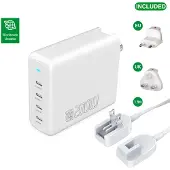 4smarts Flex Pro Desktop Charger 200W 4x USB-C + adaptateur de voyage mondial