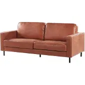 Beliani Ensemble Canapé Et Fauteuil En Cuir Pu Marron Doré 4 Places Savalen