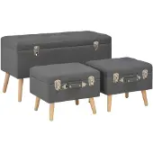 vidaXL Tabourets de rangement lot de 3 Gris foncé Tissu