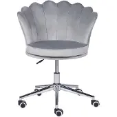 Beliani Fauteuil de bureau pivotant en velours gris avec base et hauteur réglable