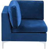 Beliani Section De Canapé D'angle En Velours Bleu Marine Evja