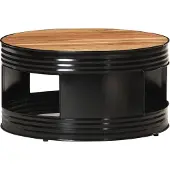 vidaXL Table basse noire 68x68x36 cm acacia massif