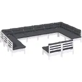 vidaXL Ensemble salon de jardin 12 pièces avec coussins blanc pin massif