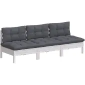 vidaXL Canapé de jardin 3 places avec coussin anthracite pin massif