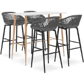 vidaXL Ensemble de bar 5 pièces blanc et gris