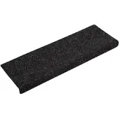 vidaXL Tapis d'escalier autocollants 15 pièces 65 x 21 x 4 cm Noir Bord rectangulaire