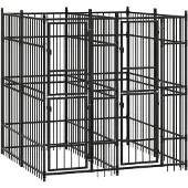 vidaXL Chenil d'extérieur pour chiens Acier 3,69 m²