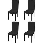vidaXL Housse de chaise droite extensible 4 pcs noir