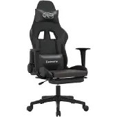 vidaXL Chaise de jeu avec repose-pieds Noir et gris Similicuir