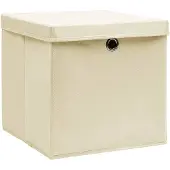 vidaXL Boîtes de rangement avec couvercles 10 pcs. 28x28x28 cm Crème