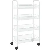 vidaXL Chariot de cuisine 4 plateaux blanc 46x26x85 cm fer