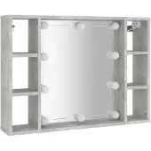 vidaXL Armoire de toilette avec LED gris béton 76x15x55 cm