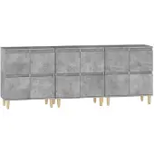 vidaXL Sideboards 3 pcs. Gris béton 60x35x70 cm Bois composite