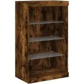 vidaXL Sideboard avec lampes LED chêne fumé 60,5x37x100 cm