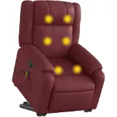 vidaXL Fauteuil de massage avec releveur vin rouge similicuir