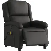 vidaXL Fauteuil de massage électrique noir cuir véritable