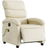 vidaXL Fauteuil de massage électrique Crème similicuir