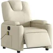 vidaXL Fauteuil de massage électrique Crème similicuir