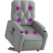 vidaXL Fauteuil de massage électrique avec releveur Tissu gris clair