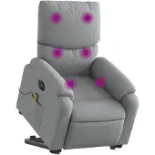 vidaXL Fauteuil de massage électrique avec releveur Tissu gris clair