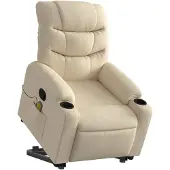 vidaXL Fauteuil de massage avec releveur Crème Tissu