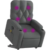 vidaXL Fauteuil de massage avec releveur Tissu gris foncé