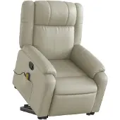 vidaXL Fauteuil de massage avec releveur Crème Similicuir