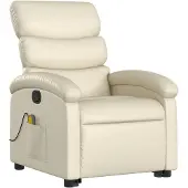 vidaXL Fauteuil de massage avec releveur Crème Similicuir