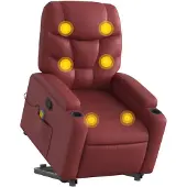 vidaXL Fauteuil de massage avec fonction releveur Vin rouge Similicuir